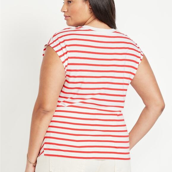 Old Navy White & Red Stripe EveryWear Side Tie Top - Picture 6 of 11